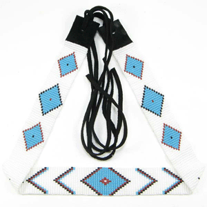 Turquoise Blue White Red Medicine man's Eye Beaded Belt Cowboy Hat Band