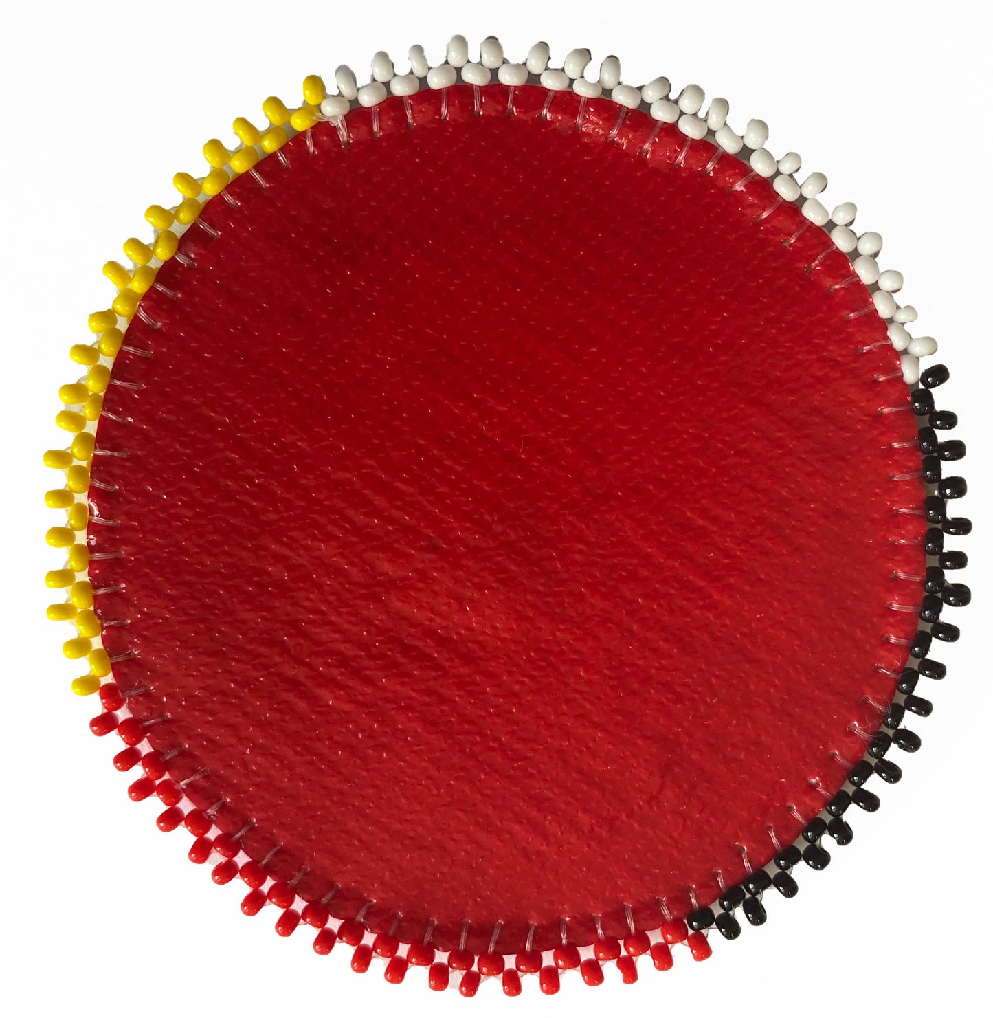 4 Directions Handmade Red Black White Yellow Beaded Rosette 2-1/2 Inch
