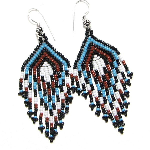Handmade Beaded Black Seed Bead Earrings