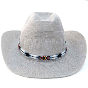 Black Grey Red White Beaded Cowboy Hatband