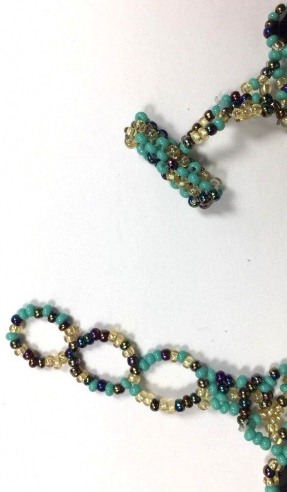 Handmade Beaded Beaded Blue Gold Fashion Choker Necklace Earrings Set