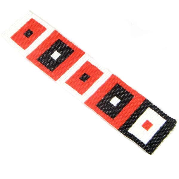 Handmade Beaded Multicolored Geometric Pattern Cuff Bracelet - Adjustable, Unisex