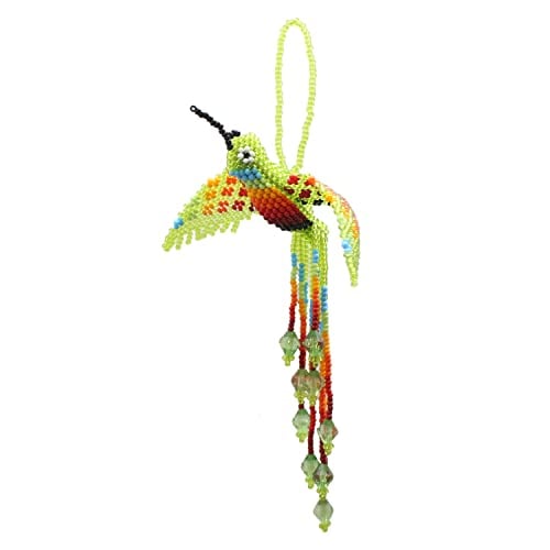 Handmade Beaded Hanging Hummingbird Colorful Home Décor (Olive Green Trans)