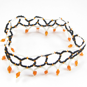 Black White Seed Beads Stretchable Anklet