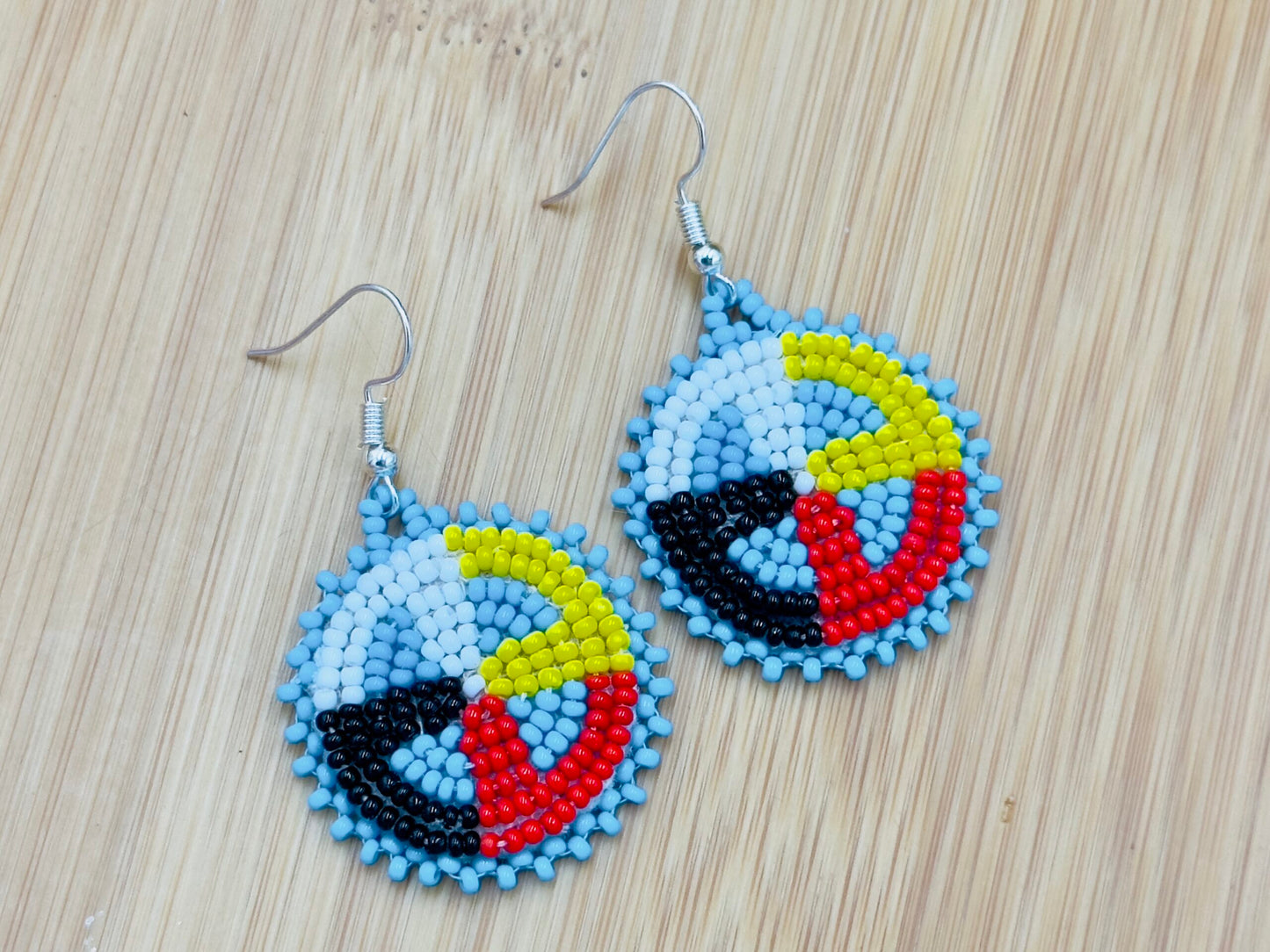 Handcrafted Blue Earrings Four Directions Medicine Wheel