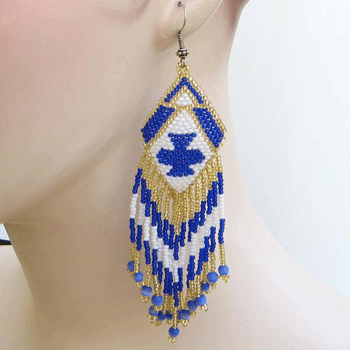 Handmade Beaded Blue Seed Bead Earrings