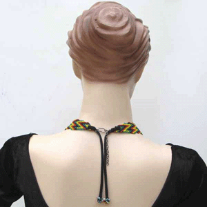Vibrant Multicolor Zigzag Beaded Choker Bib Necklace