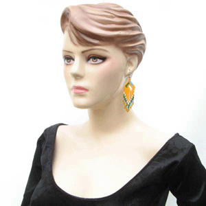 Orange Green Seed Beads Earrings
