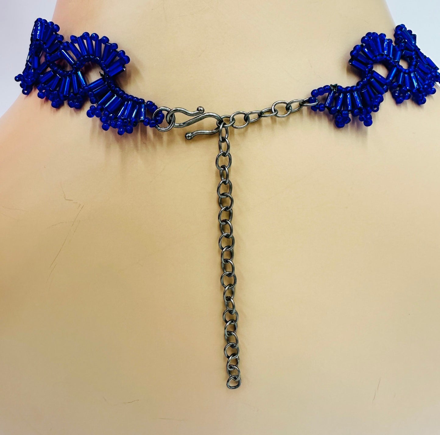 Stunning Handmade Deep Blue Beaded Necklace
