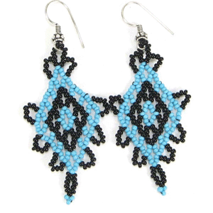 Handmade Beaded Turquoise Blue Statement Necklace Earrings Set