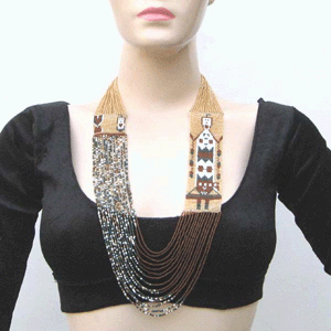 Earthy Brown Seed Bead Yei Dancer Necklace
