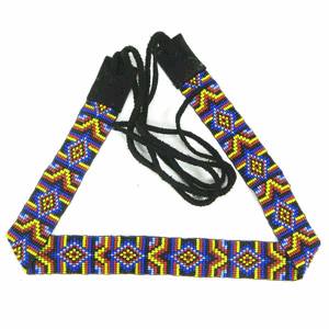 Blue Red Multicolor Zig Zag Beaded Cowboy Hat Band Belt