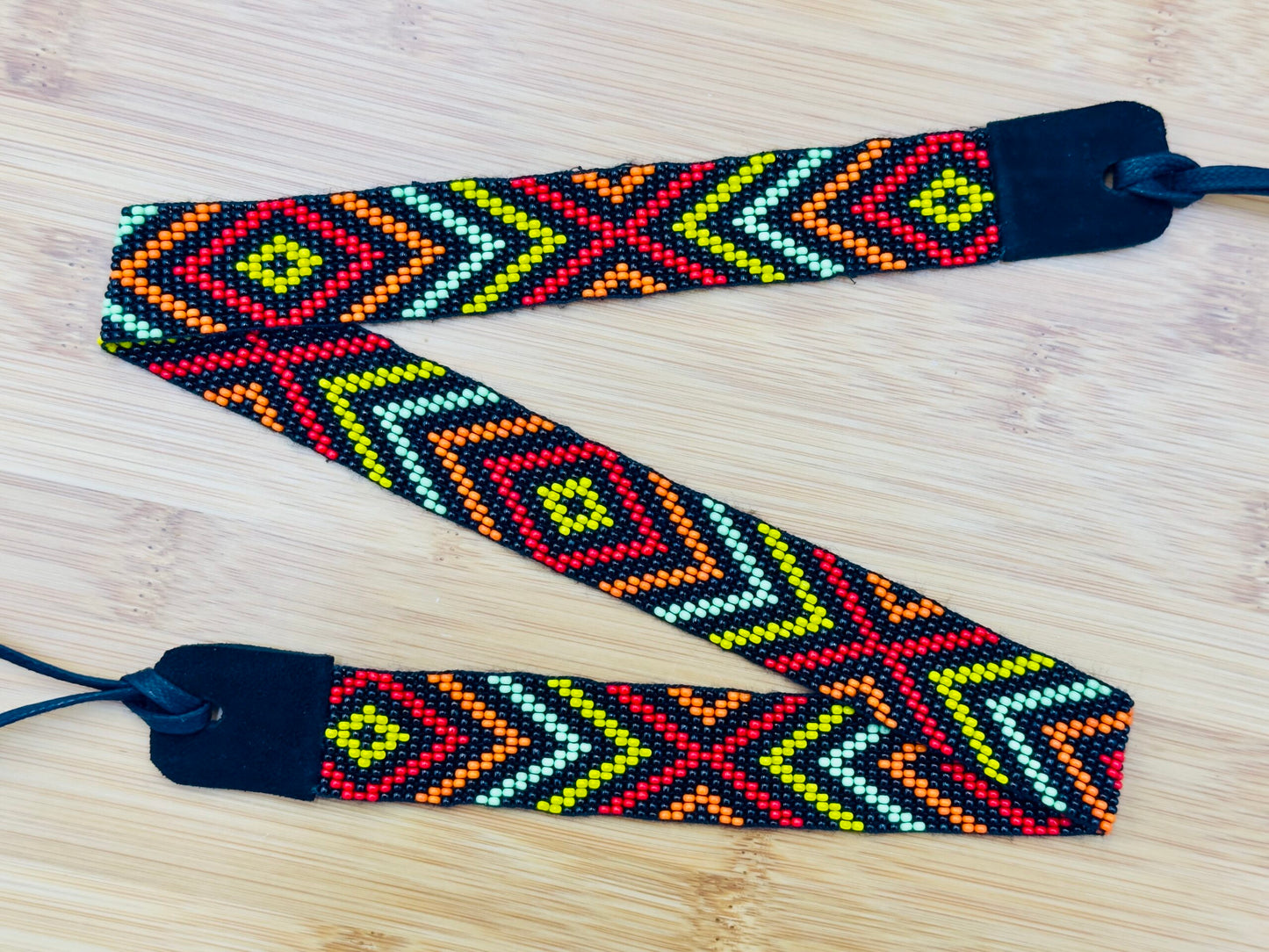 Handmade beaded Geometric Black Cowboy Rodeo Hatband
