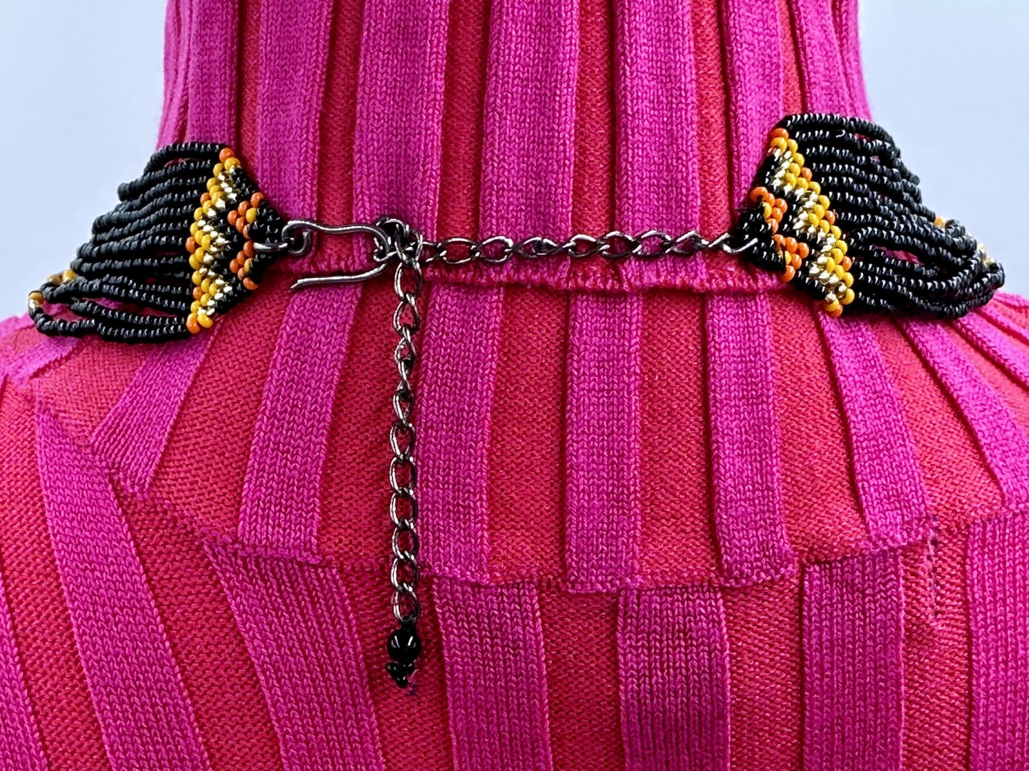 Handmade Black Fire Seed Beaded Bear Paw Necklace Earrings