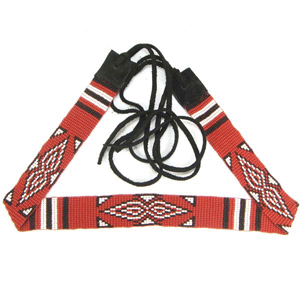 Red Black White Seed Beaded Cowboy Hat Band Waist Belt
