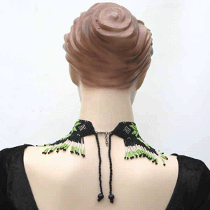 Vibrant Green Black Beaded Choker Necklace