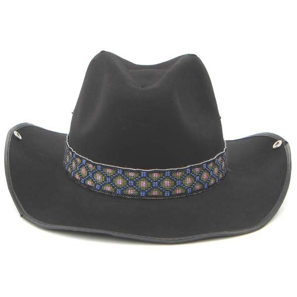 Black Green Blue Beaded Geometrical Beadwork Cowboy Hat Band Belt