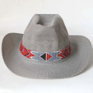 Red Grey White Medicine man's Eye Beaded Belt Cowboy Hat Band