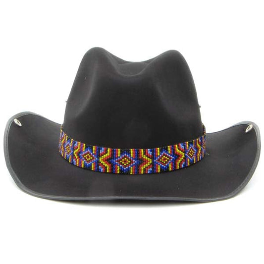 Blue Red Multicolor Zig Zag Beaded Cowboy Hat Band Belt