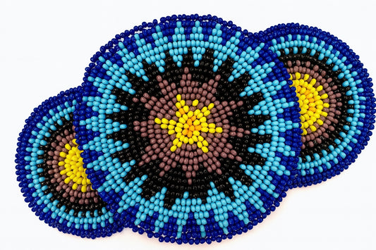 Handmade Beaded Blue Barrette 5” – Starburst Design