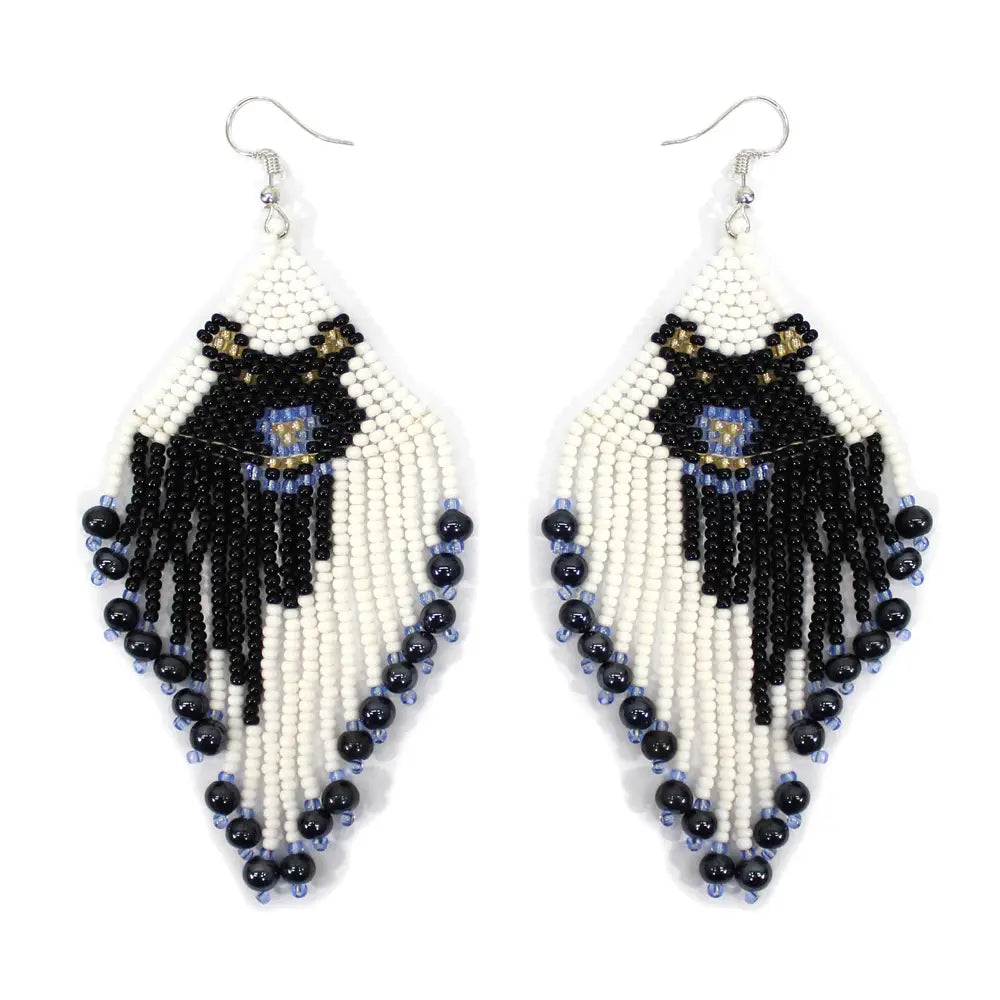 Polar Bear Black & White Beaded Earrings