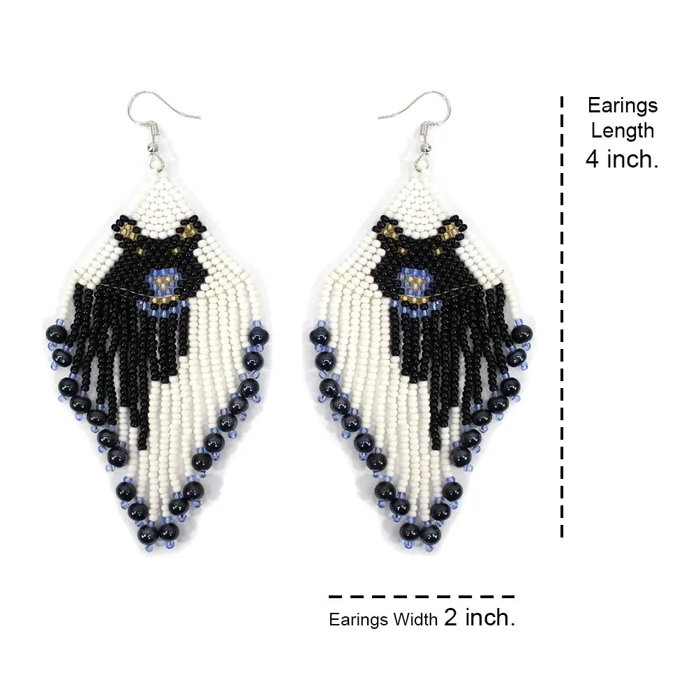 Polar Bear Black & White Beaded Earrings