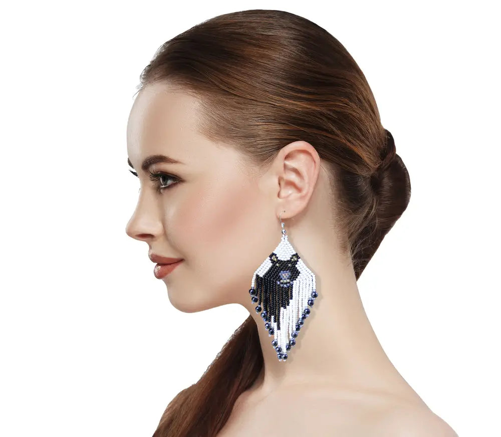 Polar Bear Black & White Beaded Earrings