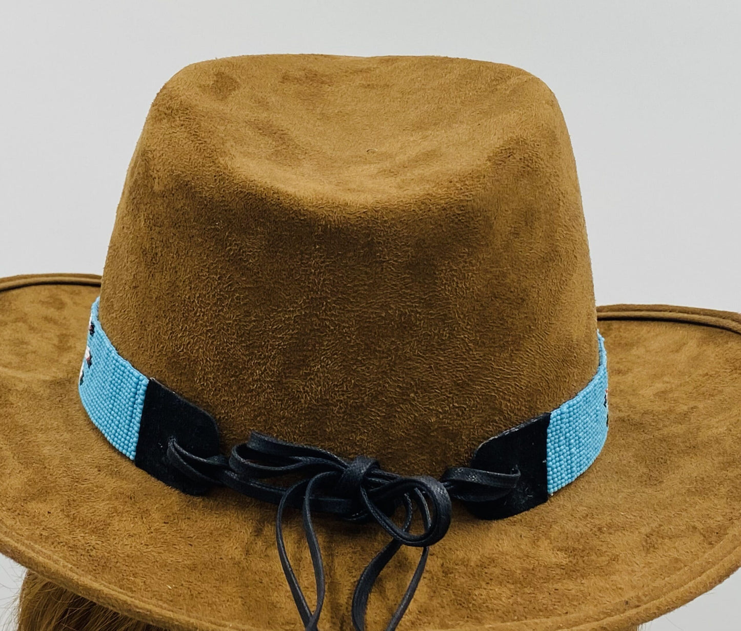 Blue White Red Yellow Seed Beaded Thunderbird Beadwork Cowboy Hat Band Belt