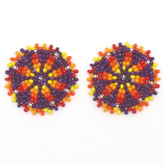 Handmade beaded 2x1.2 “ Purple rosette/applique