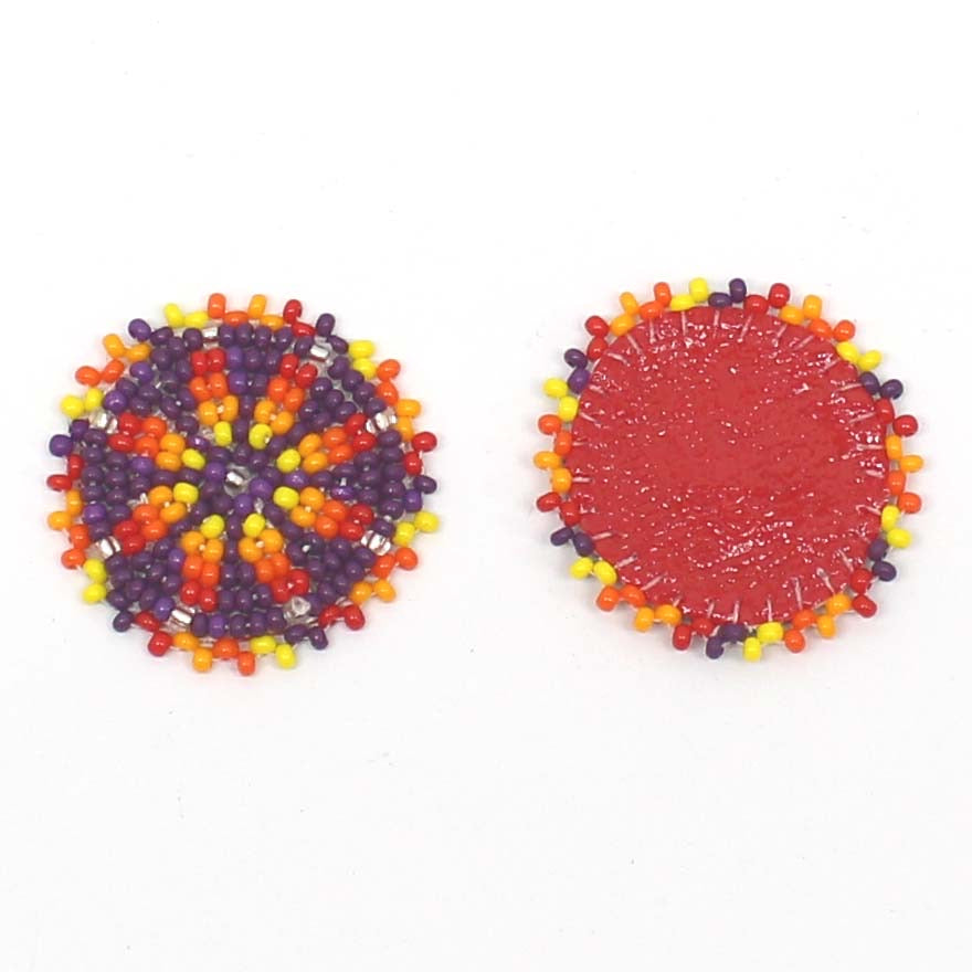 Handmade beaded 2x1.2 “ Purple rosette/applique