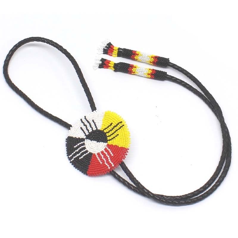 Handmade Beaded Four Directions Adjustable Multi-Color Bolo Tie