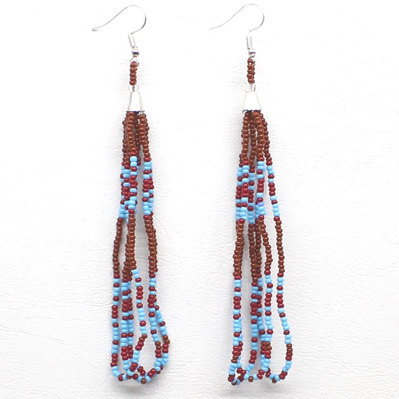 Handmade beaded long Brown hook earrings