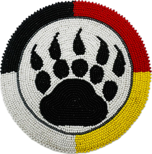 Handmade beaded 4 Directions Bear Paw pattern 5 inch rosette