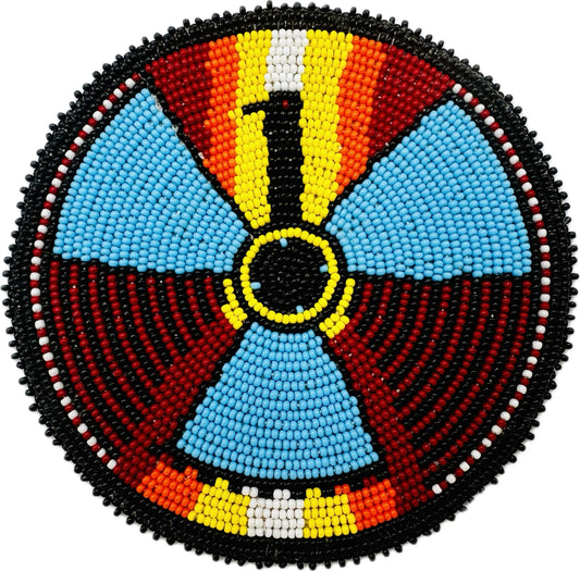Handmade beaded Thunderbird pattern 5 inch rosette