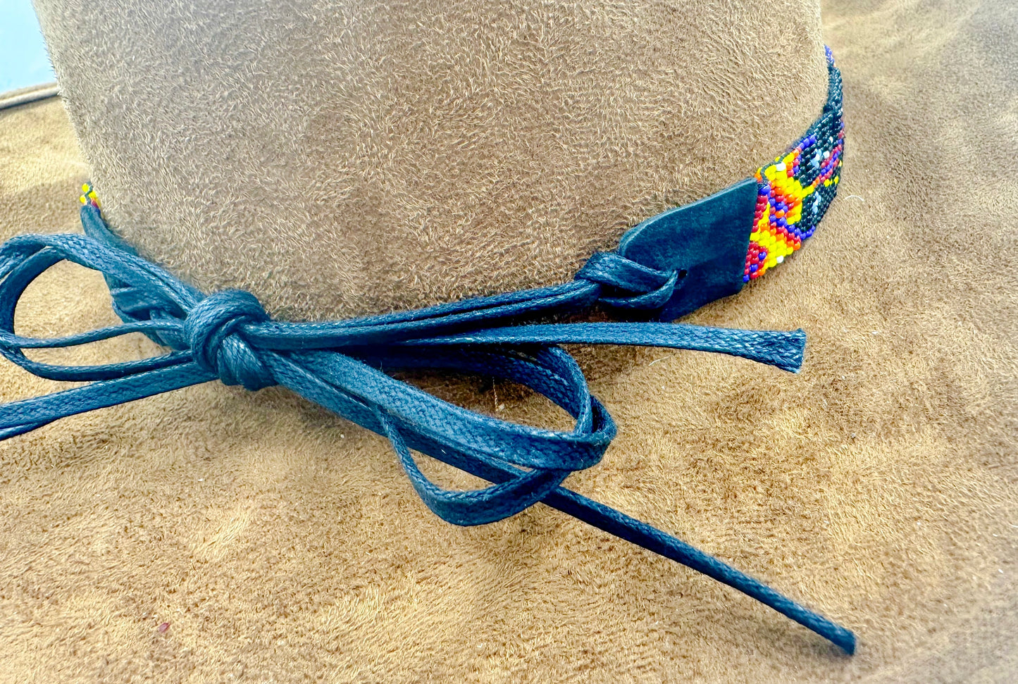 Handmade Black Red Yellow Eagle Pattern Cowboy Style Hatband.
