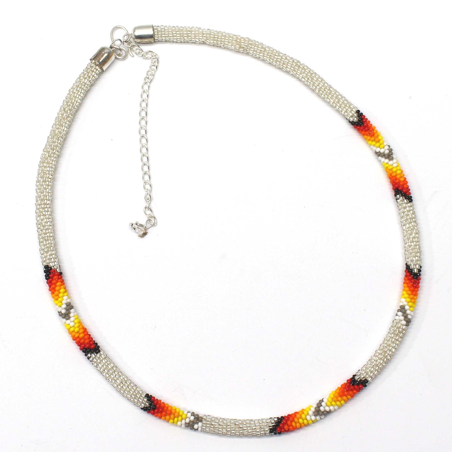 Handmade beaded Silver woven Rope necklace