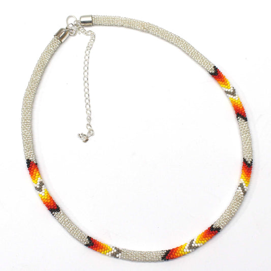 Handmade beaded Silver woven Rope necklace