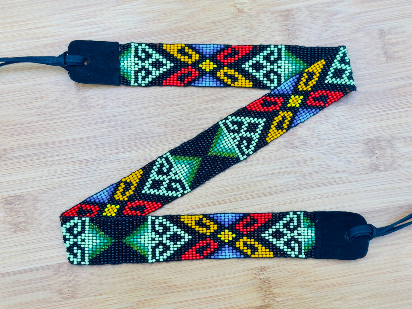 Handmade adjustable Black Vibrant Southwestern Cowboy Hatband