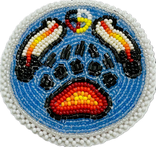 Beaded Bear Paw Applique – 3” Diameter, Handmade with Czech Beads