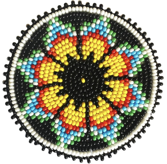 Handmade Beaded Rosette – Multicolor Starburst Design (2.5” Diameter)
