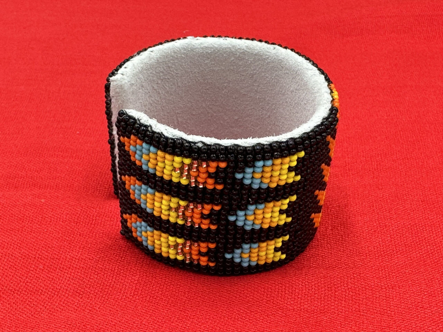 Handmade Black Orange gold Fire Bear Paw Seed Bead Bracelet - Nature-Inspired Charm