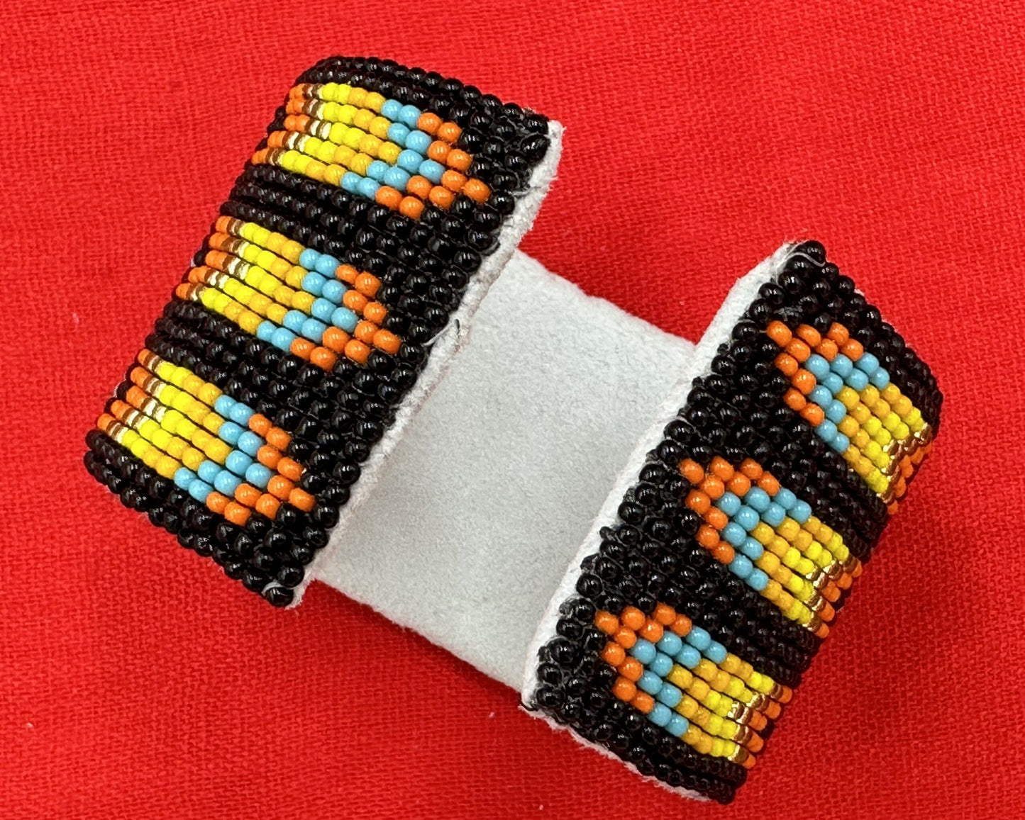 Handmade Black Orange gold Fire Bear Paw Seed Bead Bracelet - Nature-Inspired Charm