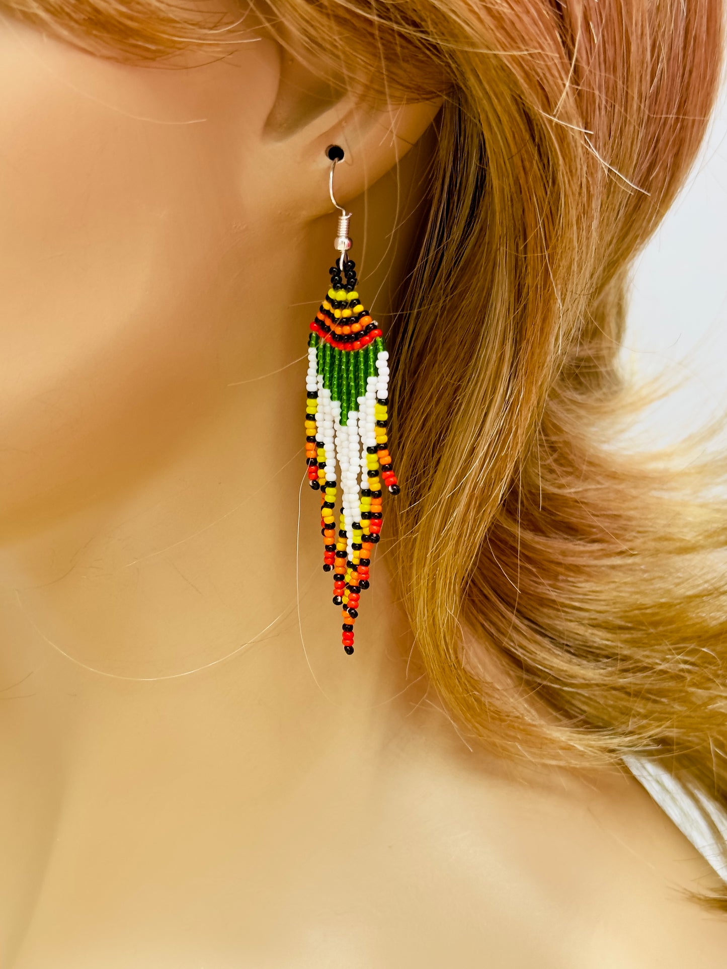 Rasta Bear Paw Beaded 5” Pendant Necklace & Earrings Set – Handmade