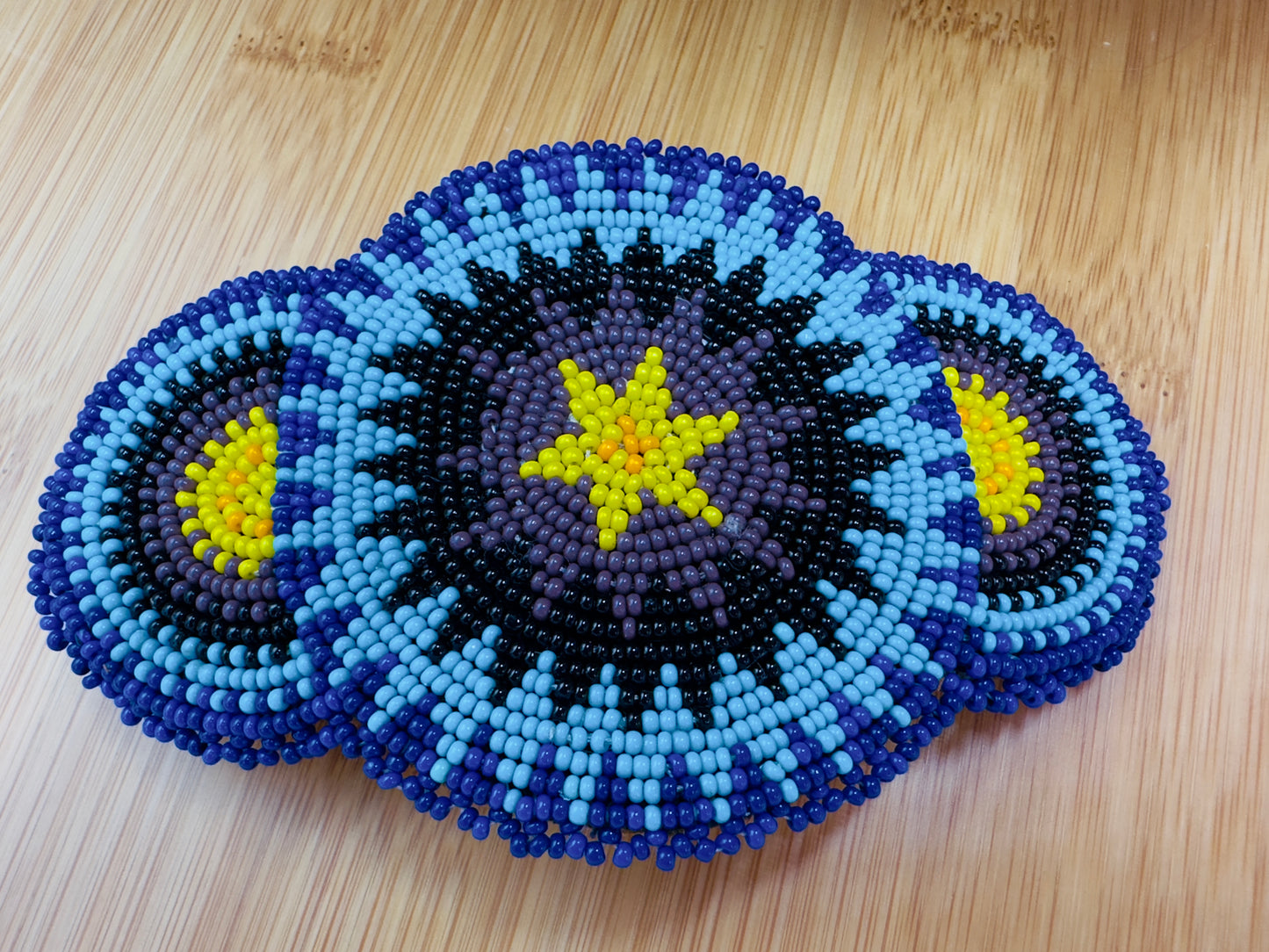 Handmade Beaded Blue Barrette 5” – Starburst Design