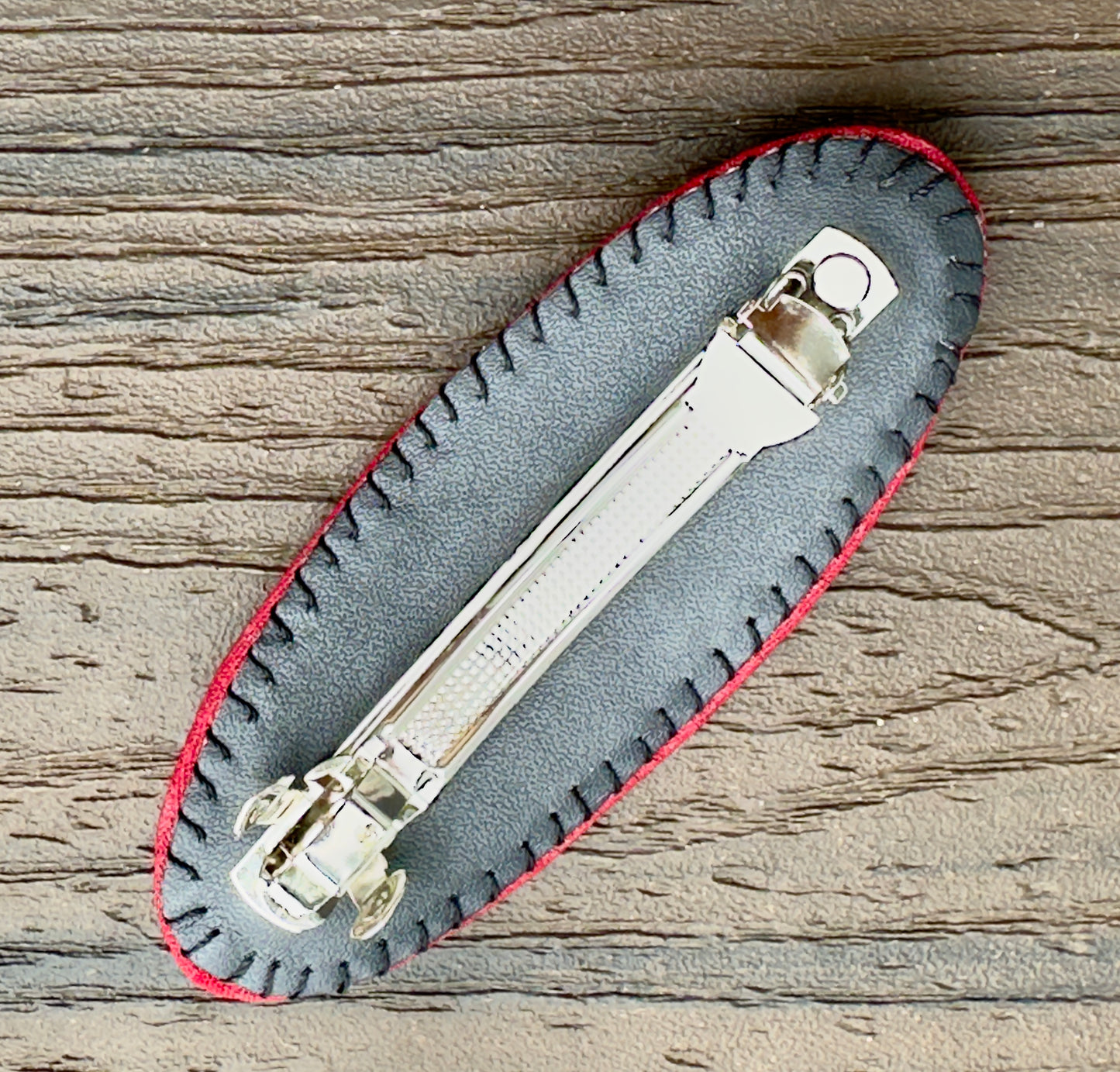 Handmade beaded Red French 4” Hair Barrette