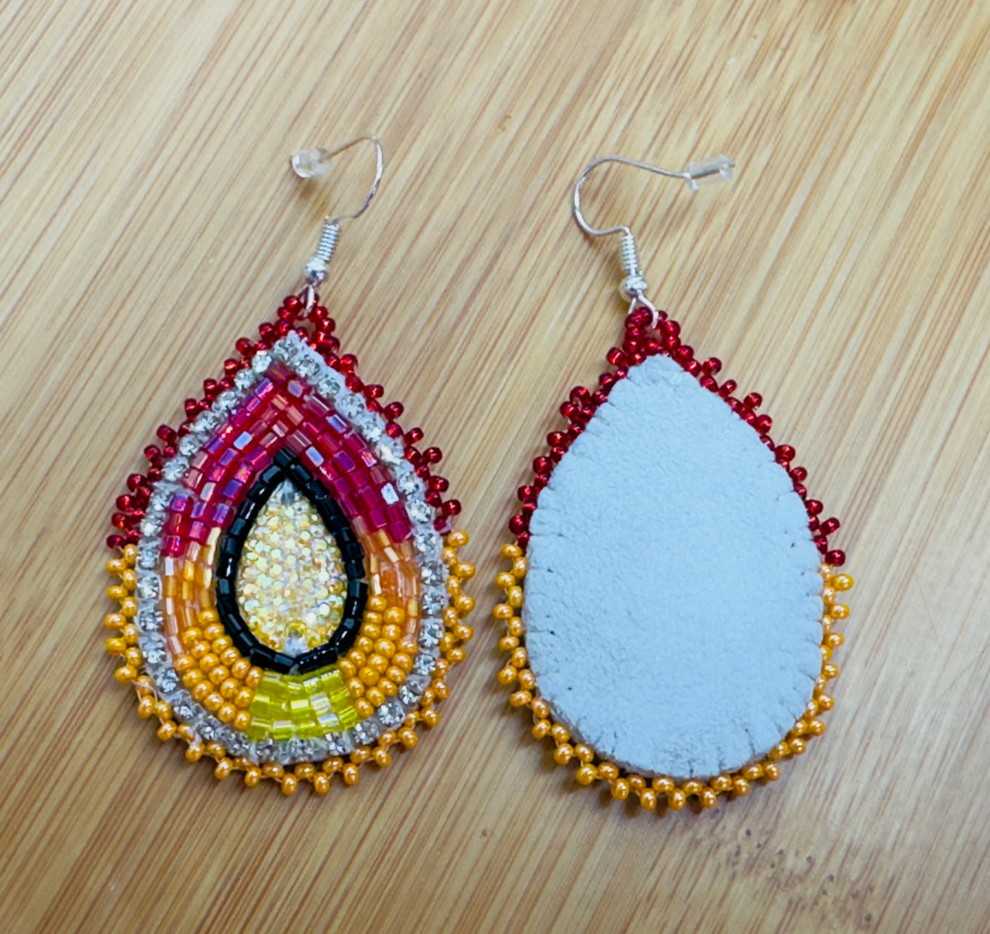 Sunset Glow Handmade Beaded Teardrop Earrings