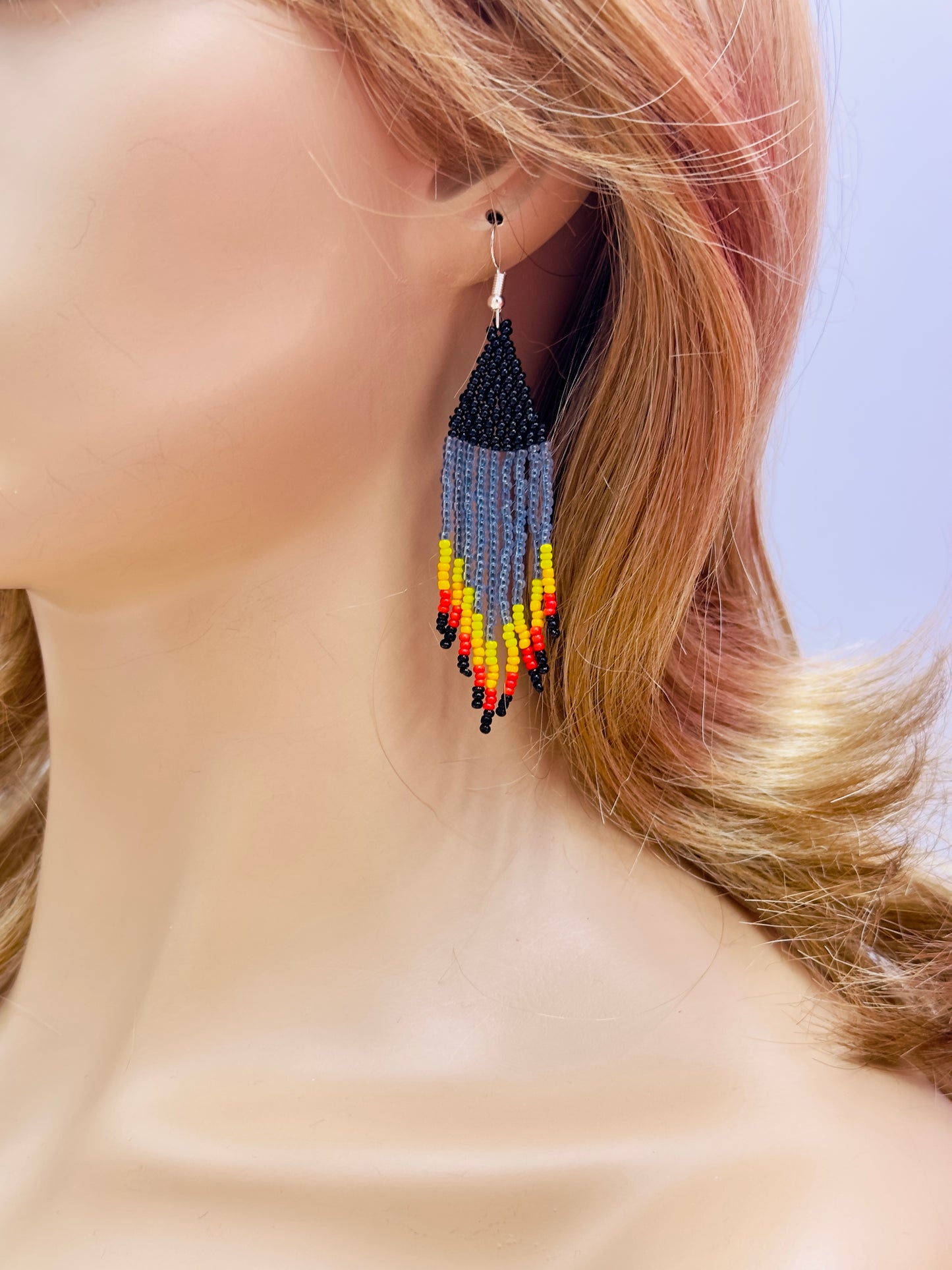 Handmade Beaded Bear Paw Blue Medallion Necklace Set
