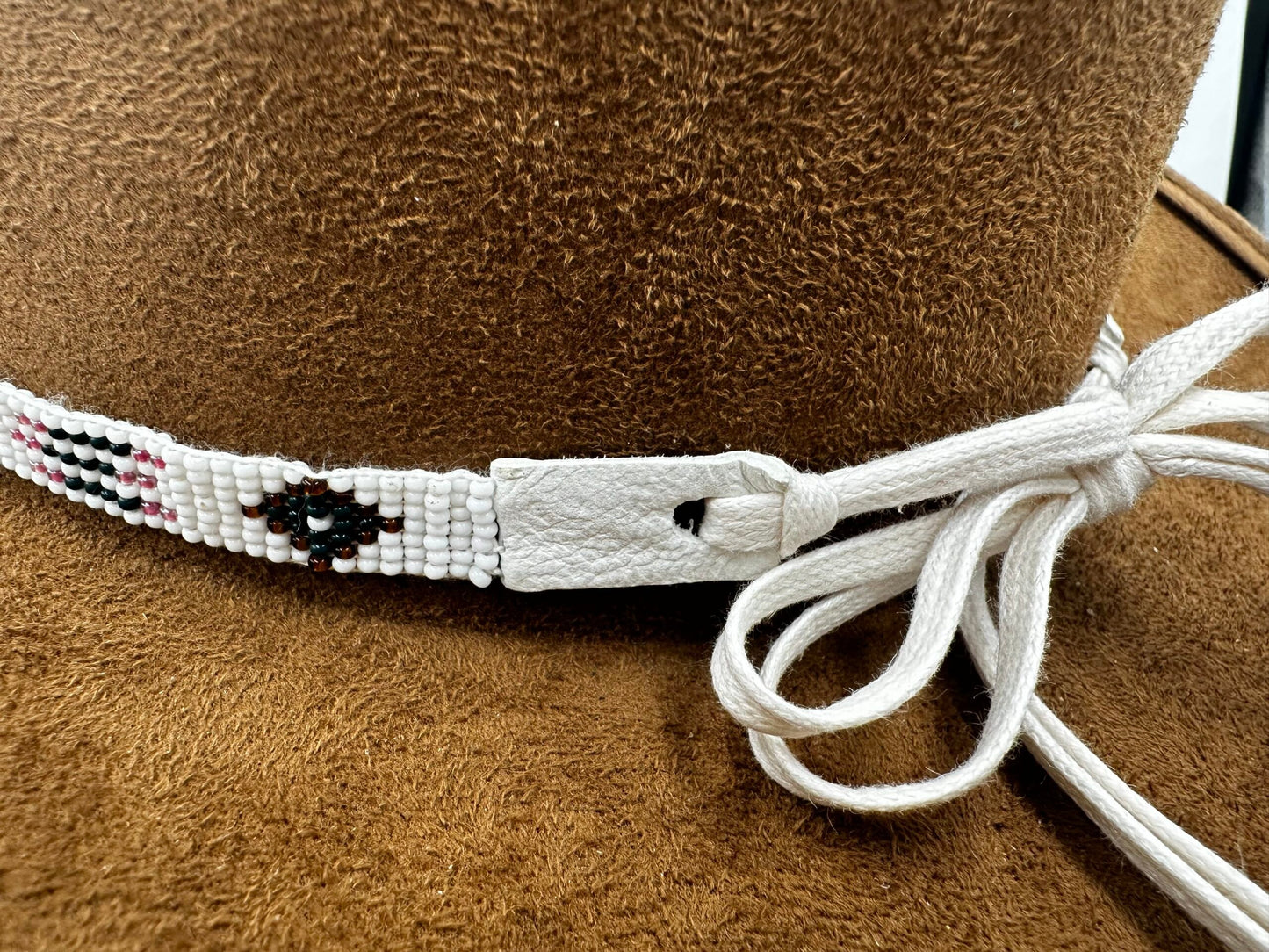 White Pink Brown Green Seed Beaded Cowboy Hatband Waist Belt