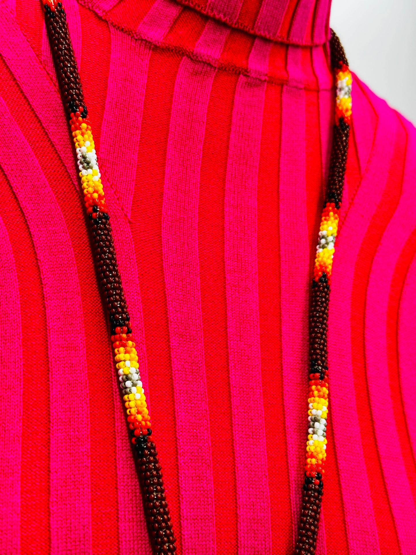 Handmade beaded Brown woven Southwestern lanyard