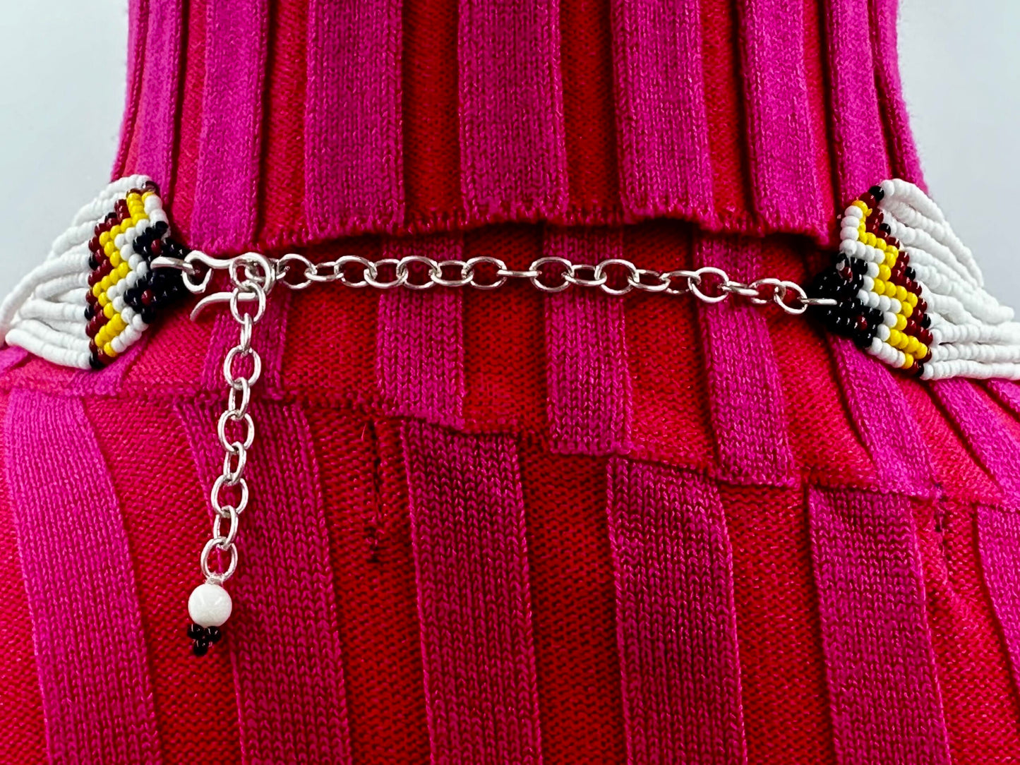 Handmade Beaded Yellow Bear Paw Layered Necklace Earrings Set